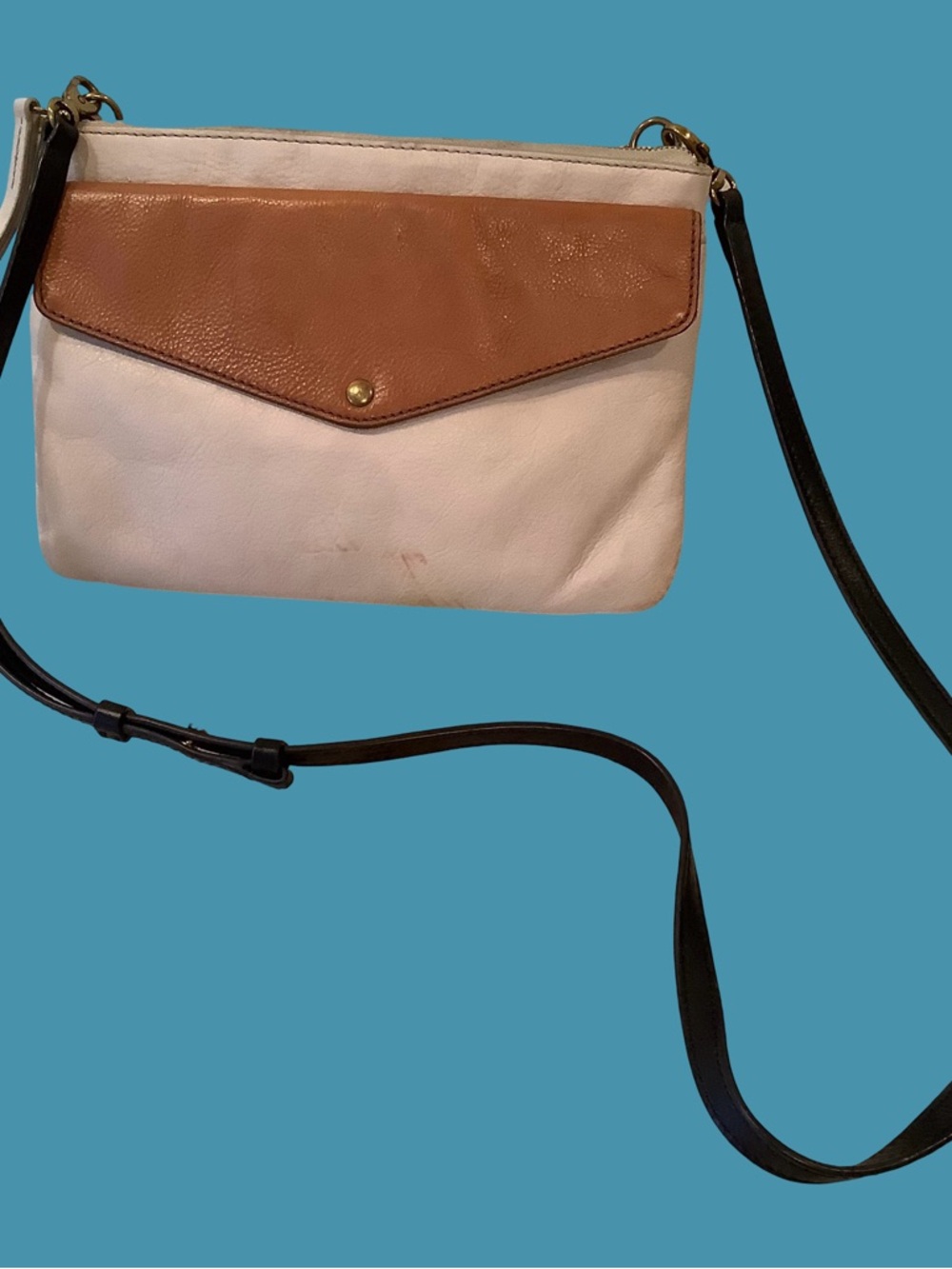Fossil Crossbody 3 Tone Leather Purse Small Handbag